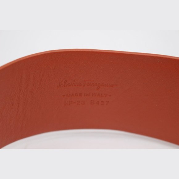 Salvatore Ferragamo Sunstone Orange Leather Belt Size 70 - Picture 4 of 7